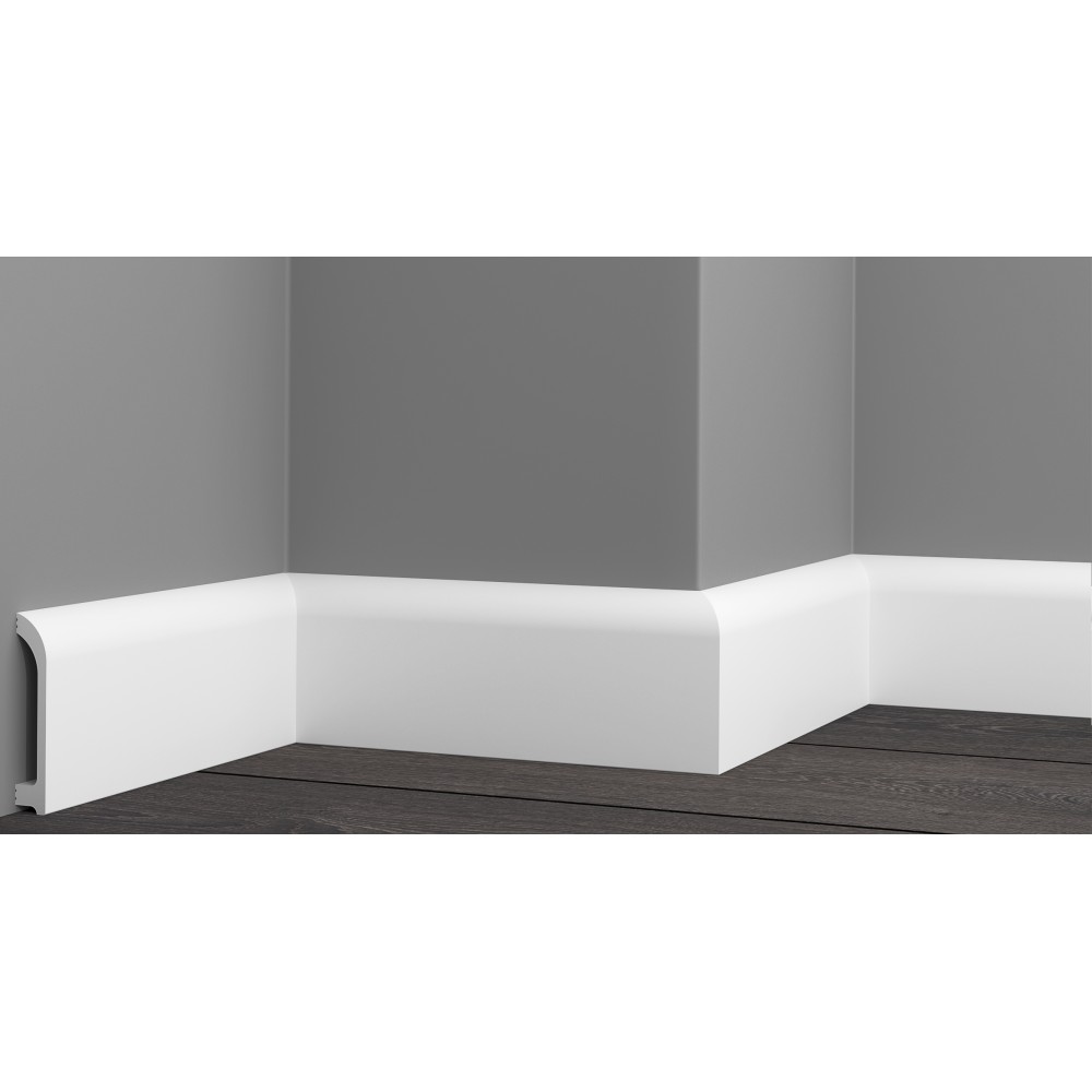 Плинтус напольный Glanzepol GPD-6 (100-18) — белый, универсальный, для любого стиля